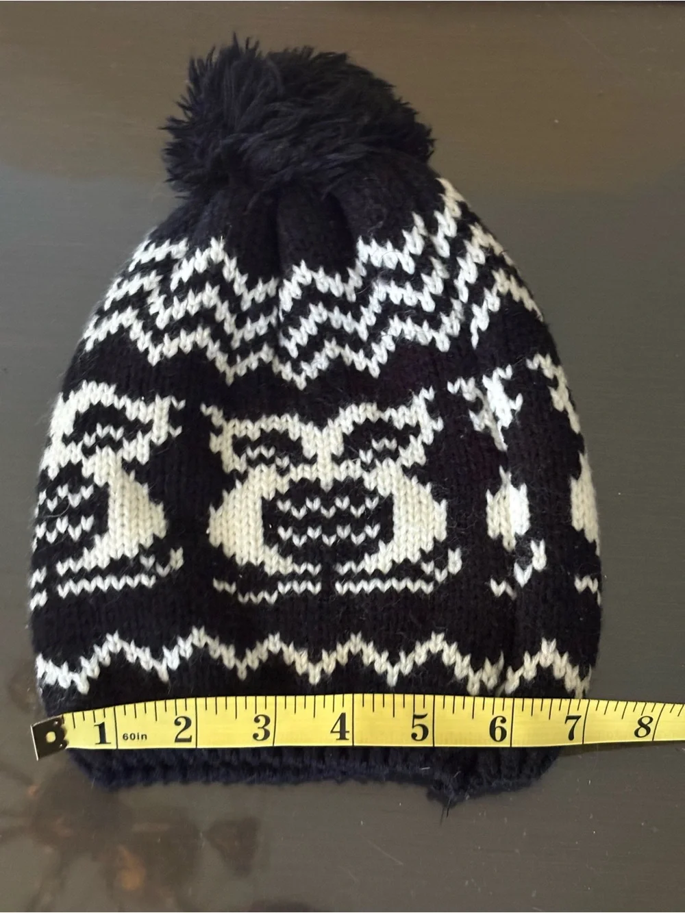 Children's Black and White Pom Beanie Hat